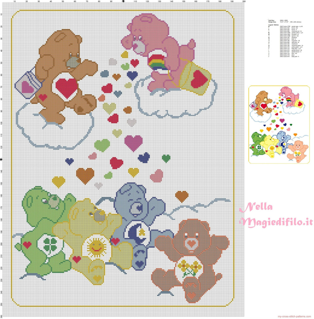 Care Bears In The Clouds Blanket Free Cross Stitch Patterns Simple  - Care Bears Cross Stitch Patterns