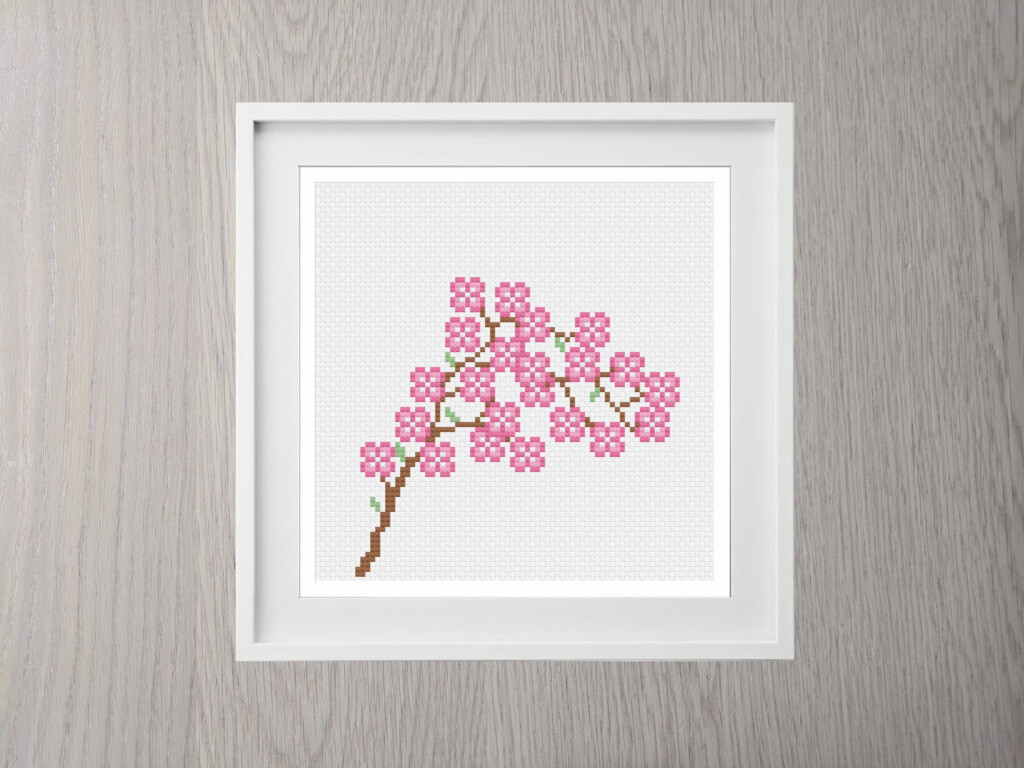 Cherry Blossom Cross Stitch Pattern Digital Download - Cherry Blossom Cross Stitch Pattern