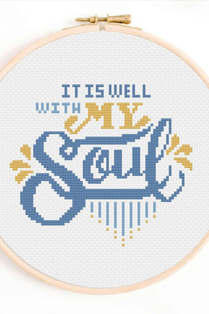 Christian Cross Stitch Pattern It Is Well With My Soul Faith Cross  - It Is Well With My Soul Cross Stitch Pattern