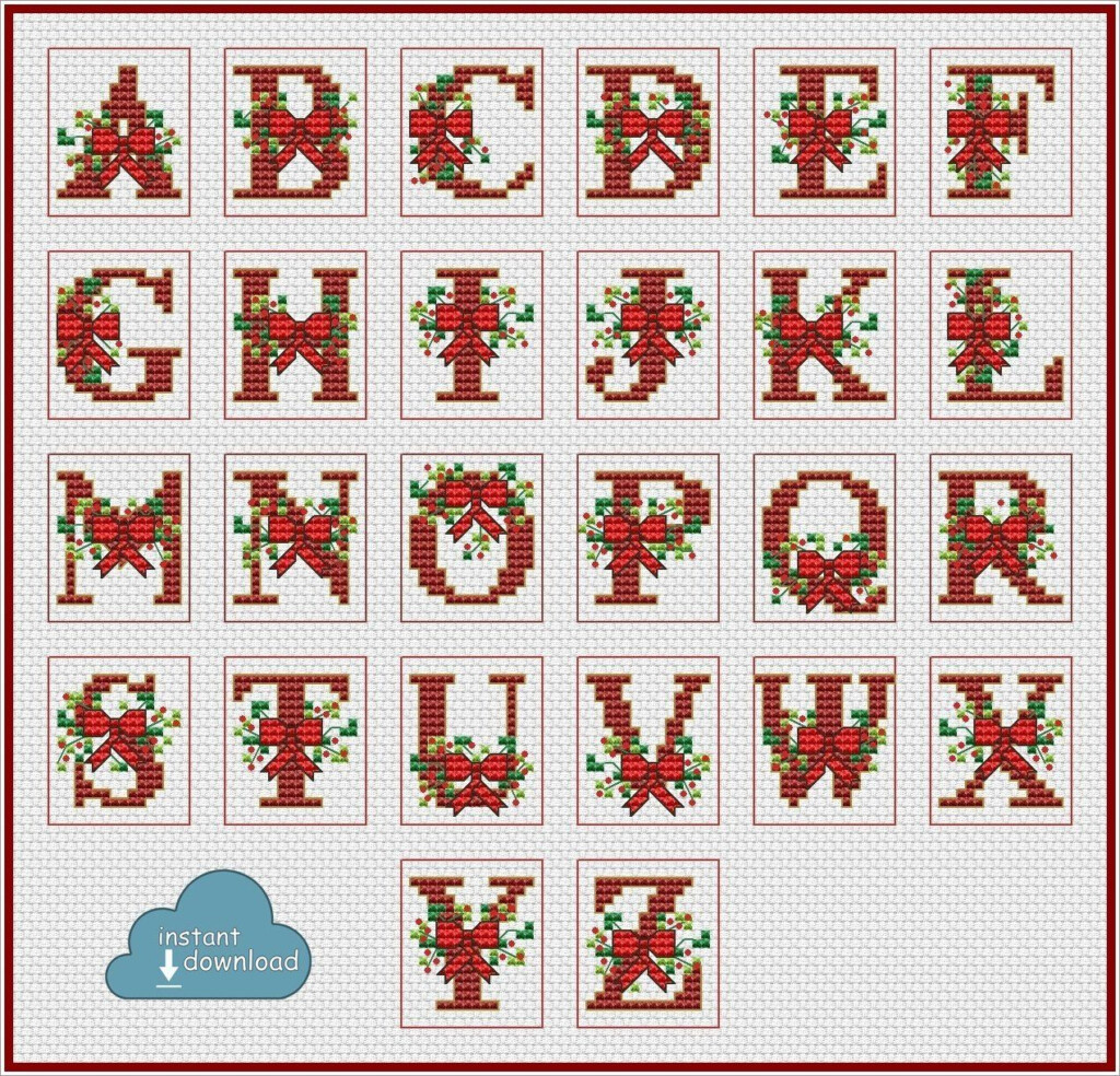 Christmas ABC Cross Stitch Chart PDF XSD Download Christmas Cross  - Cross Stitch Christmas Alphabet Patterns