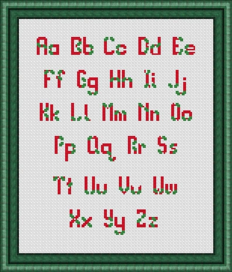 Christmas Alphabet Counted Cross Stitch Pattern In PDF For Etsy - Cross Stitch Christmas Alphabet Patterns