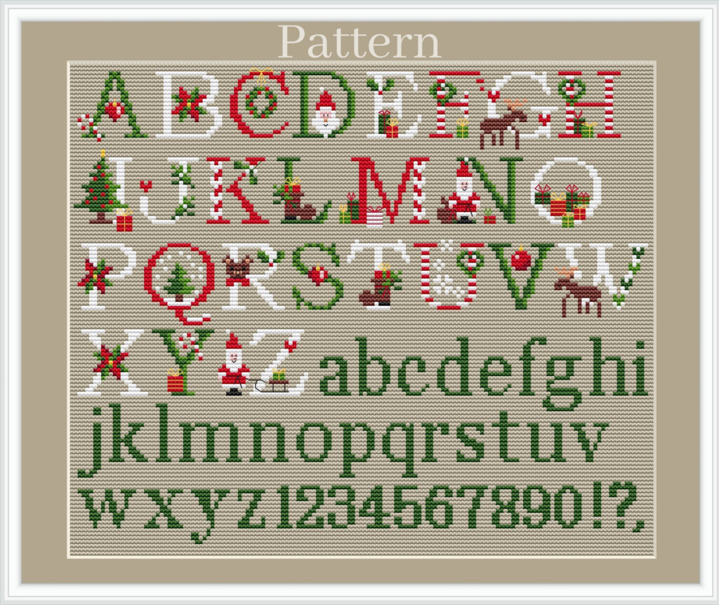 Christmas Alphabet Cross Stitch Pattern Christmas Monogram Etsy - Cross Stitch Christmas Alphabet Patterns