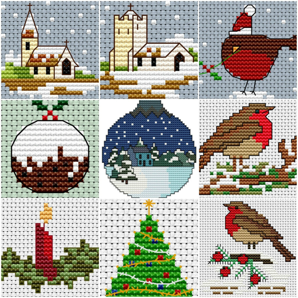 Christmas Cross Stitch Charts Selection Of Mini Charts - Miniature Christmas Cross Stitch Patterns