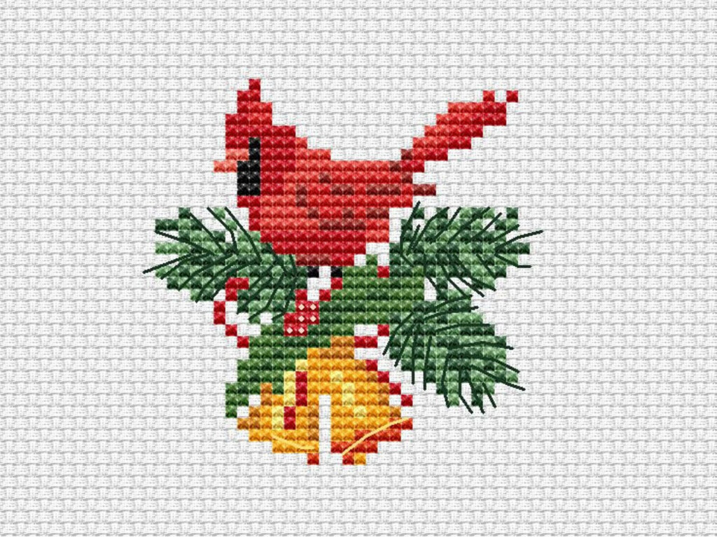 Christmas Cross Stitch Pattern Cardinal Ornament Smal Xmas Etsy - Small Cardinal Cross Stitch Pattern