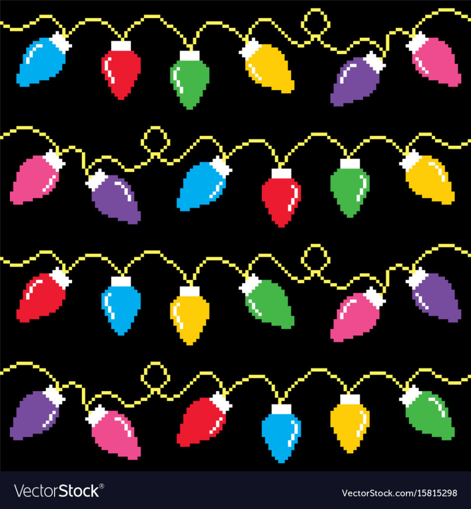 Christmas Lights Cross stitch Pattern Pixel Xmas Vector Image - Christmas Lights Cross Stitch Patterns