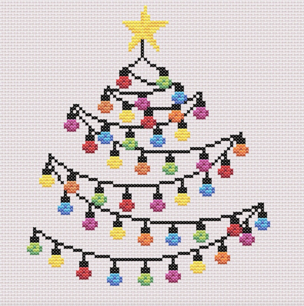 Christmas Lights Tree Cross stitch Pattern Etsy - Christmas Lights Cross Stitch Patterns