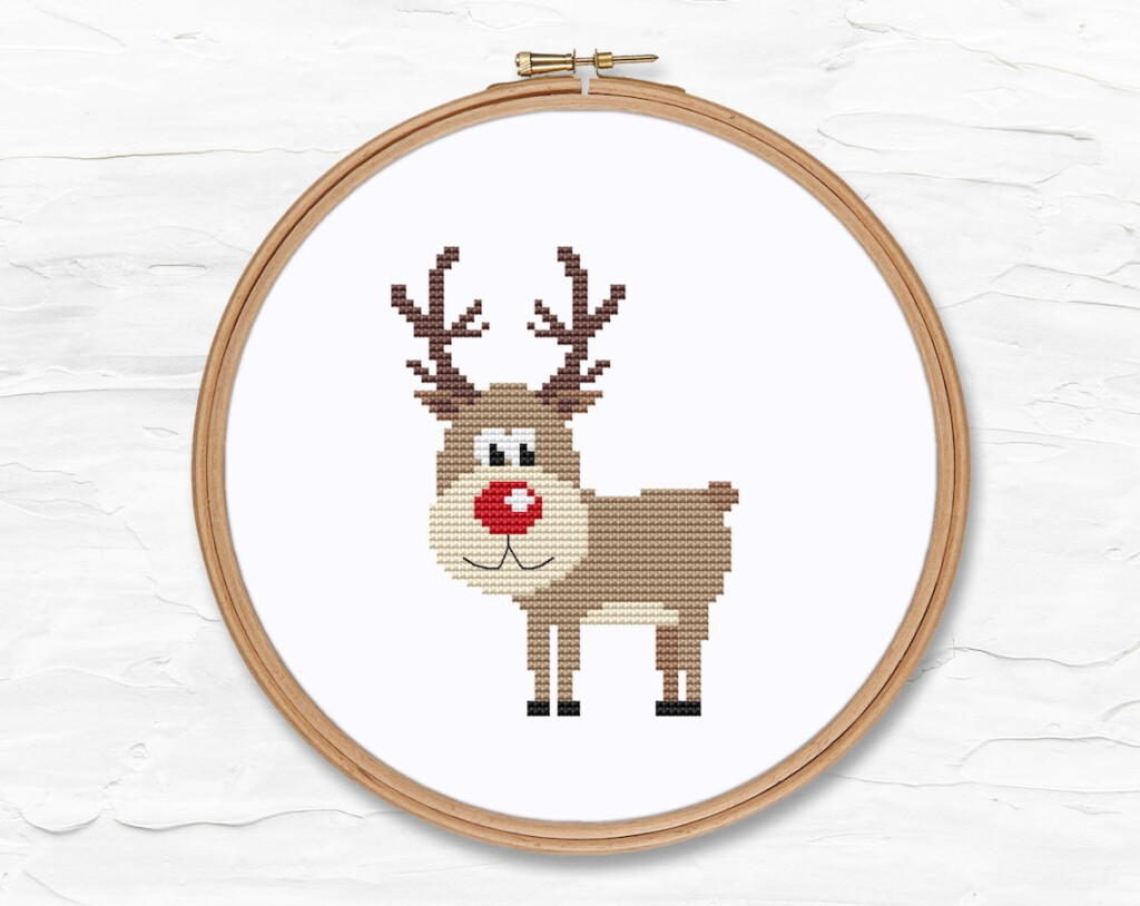 Christmas Reindeer Cross Stitch Pattern PDF Easy Holiday Deer Etsy - Christmas Reindeer Cross Stitch Pattern