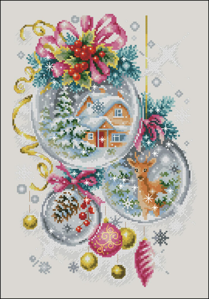 Christmas Snow Globe Cross Stitch Chart PDF Digital Pattern Etsy - Snow Globe Cross Stitch Pattern