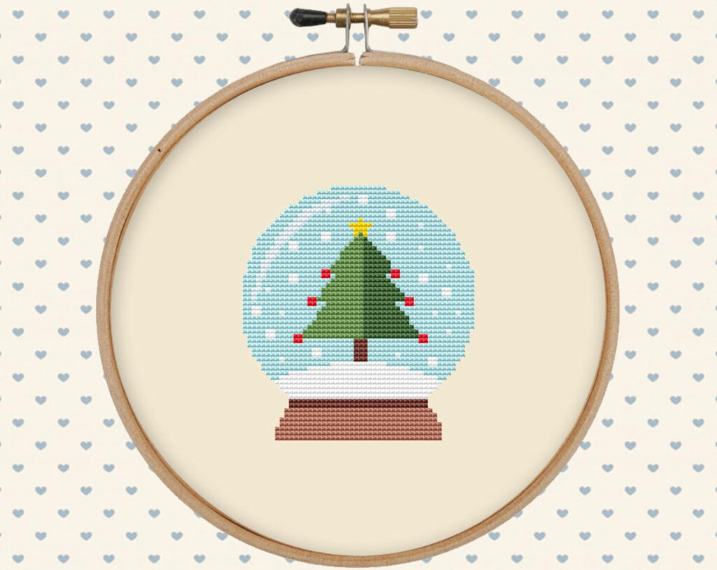 Christmas Snow Globe Cross Stitch Pattern PDF Easy Xmas Etsy - Snow Globe Cross Stitch Pattern Free