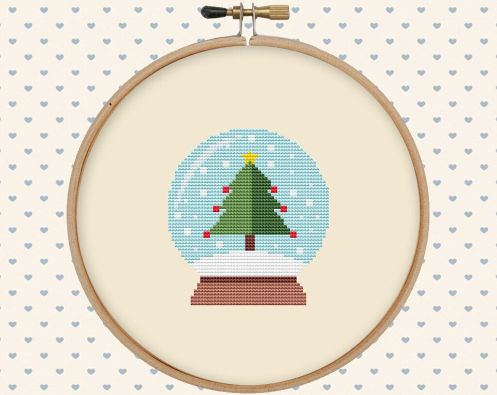 Christmas Snow Globe Cross Stitch Pattern PDF Easy Xmas Etsy - Snow Globe Cross Stitch Pattern