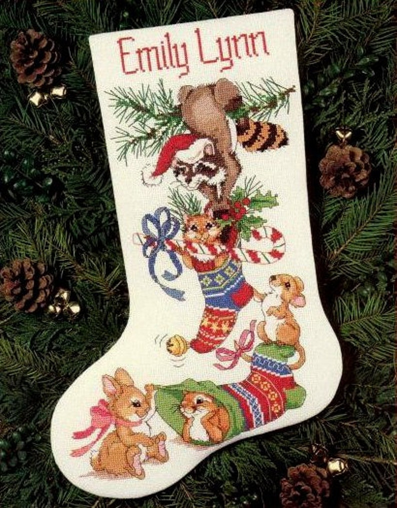 Christmas Stocking Cross Stitch Pattern Colorful Art DIY Etsy - Christmas Stocking Cross Stitch Pattern