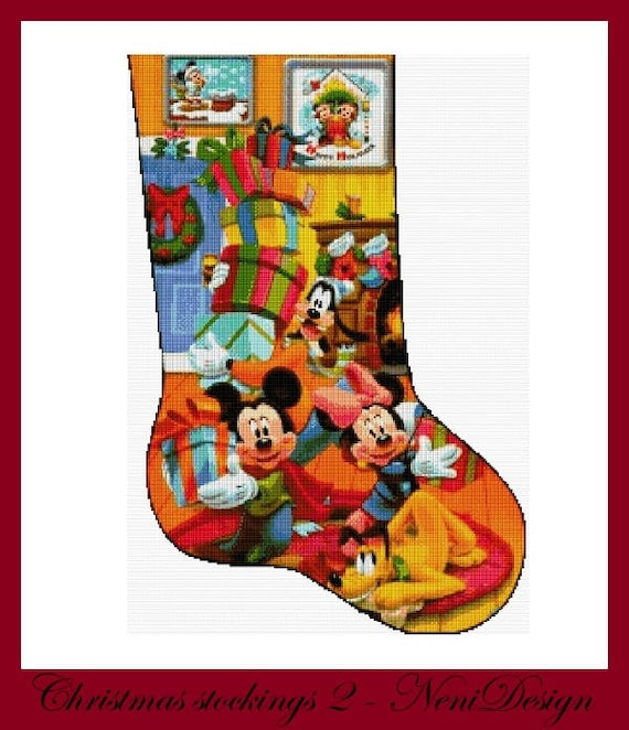 Christmas Stockings 2 Cross Stitch Pattern Disney Christmas Etsy - Disney Cross Stitch Christmas Stocking Patterns