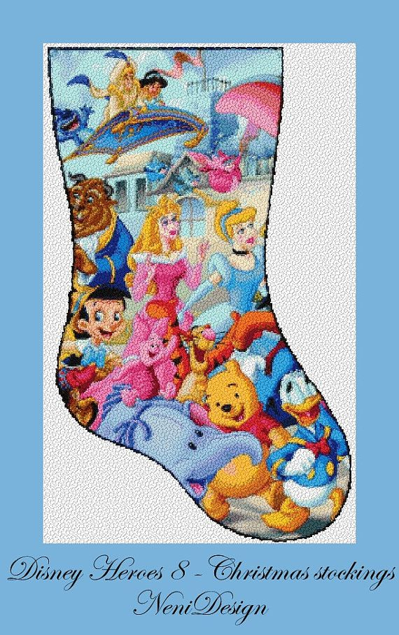 Christmas Stockings Disney Heroes 8 Cross Stitch Disney Cross Stitch  - Disney Cross Stitch Christmas Stocking Patterns