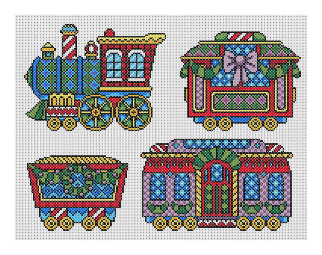 Christmas Train Cross Stitch Pattern Christmas Decoration Etsy  - Christmas Train Cross Stitch Pattern