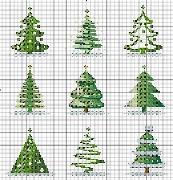Christmas Trees By Sistersmine Xmas Cross Stitch Cross Stitch Patterns  - Small Christmas Tree Cross Stitch Pattern