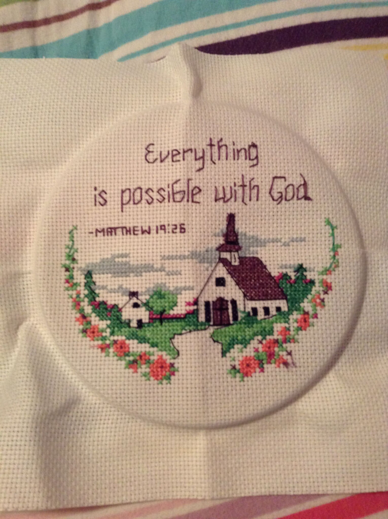 Church Cross Stitch Bible Verse Of Matthew 19 26 Cross Stitch Cross  - Stitchers Verse Cross Stitch Pattern