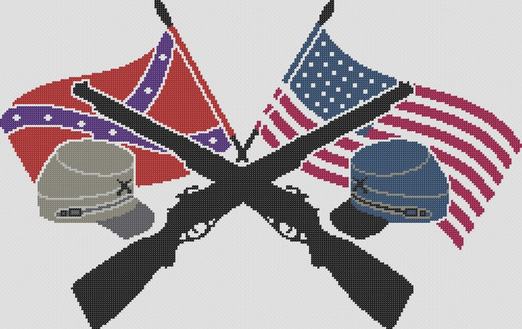 Civil War Counted Cross Stitch Pattern USA Flag Pixel Art Etsy - Civil War Cross Stitch Patterns