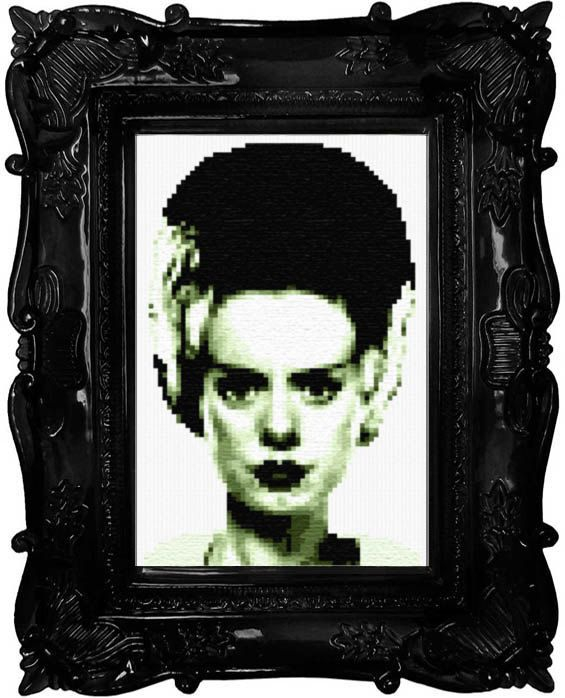 Classic Bride Of Frankenstein Cross Stitch By KustomKrafted With  - Bride Of Frankenstein Cross Stitch Pattern