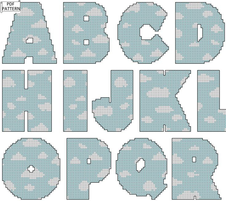 Cloud Bubble Letters Cross Stitch Alphabet PDF Pattern Cross Etsy  - Bubble Letter Cross Stitch Pattern
