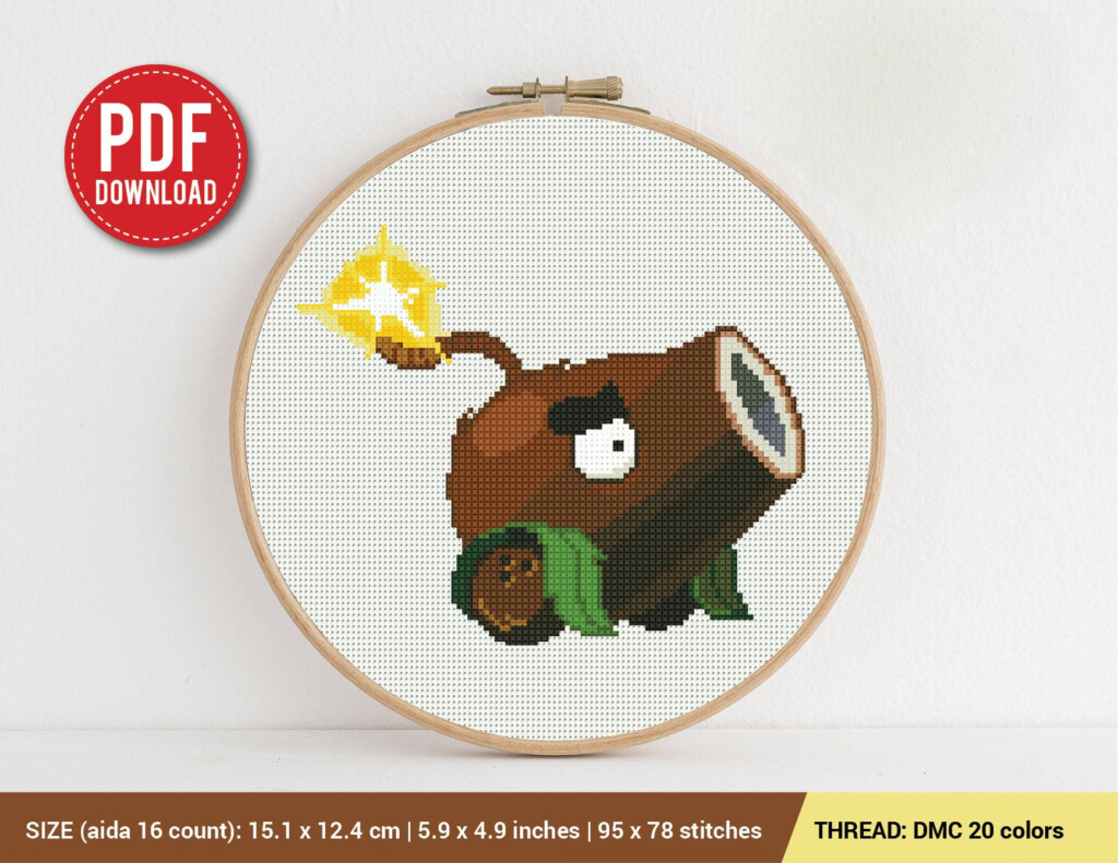 Coconut Cannon Plants Vs Zombies Cross Stitch Pattern Etsy Funny  - Plants Vs Zombies Cross Stitch Patterns