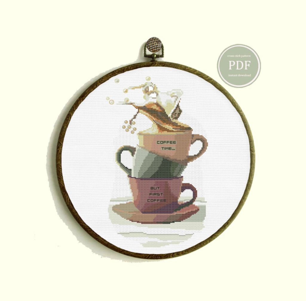 Coffee Cup Cross Stitch Pattern PDF Instant Download Simple Etsy - Cross Stitch Patterns Of Coffee Cups