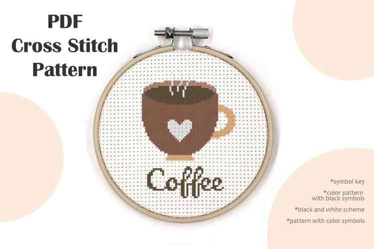 Coffee Cup With A Heart Cross Stitch Pattern PDF File - Cross Stitch Patterns Of Coffee Cups