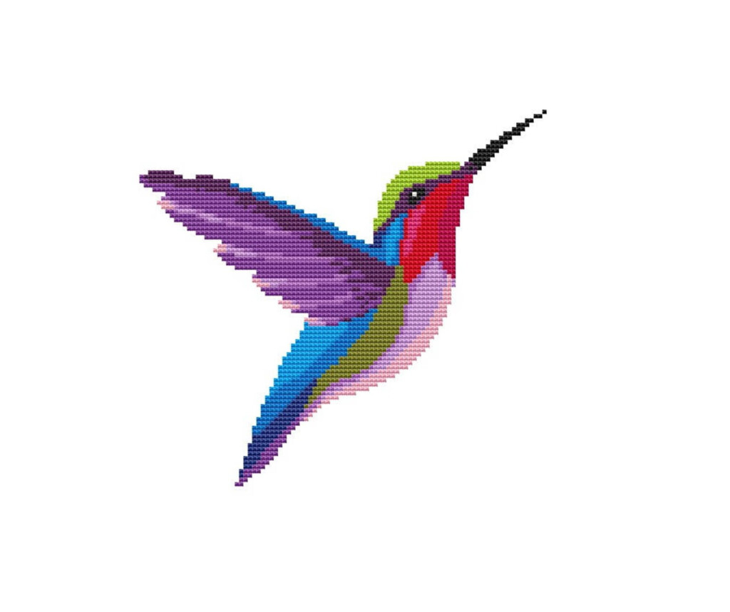 Colourful Hummingbird Cross Stitch Pattern Modern Bird Easy Etsy - Simple Hummingbird Cross Stitch Pattern