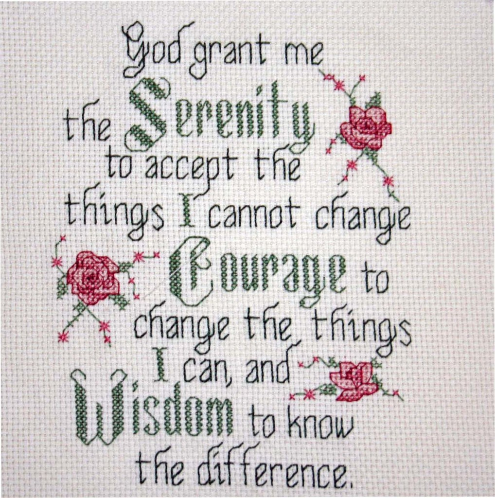 COMPLETED CROSS STITCH SERENITY PRAYER - Serenity Prayer Cross Stitch Pattern