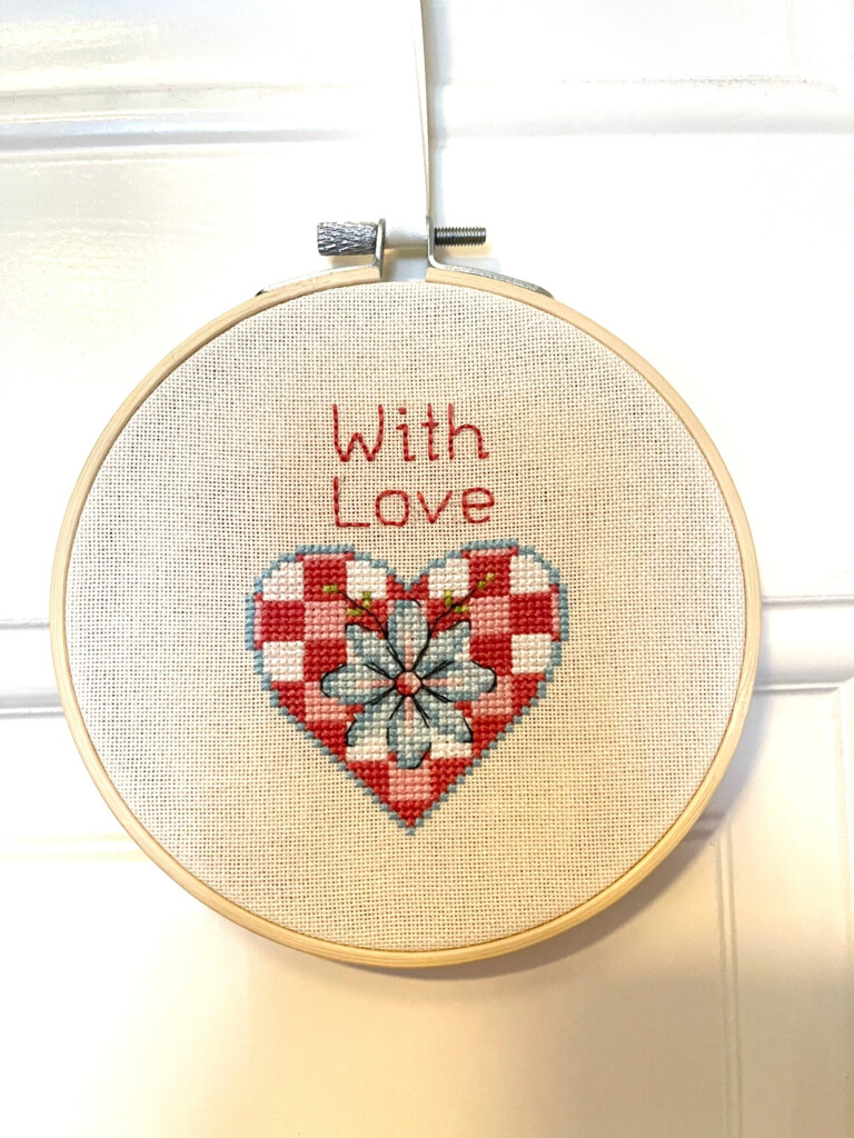 Completed Cross Stitch Wall Hanging With Love Etsy - Wall Hanging Cross Stitch Pattern