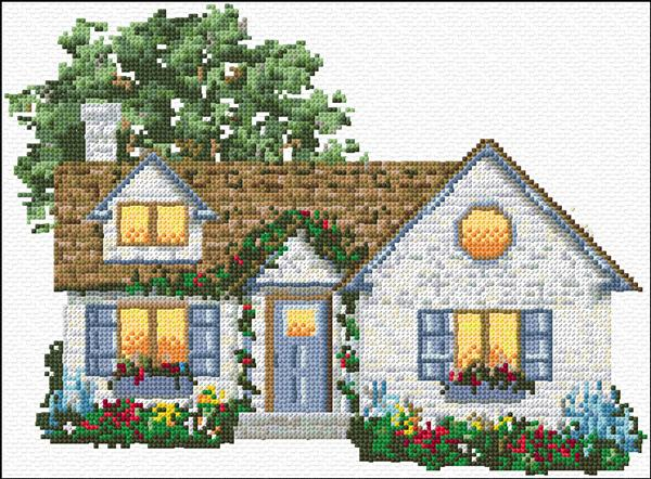 Cottage Cross Stitch Designs - Small House Cross Stitch Pattern