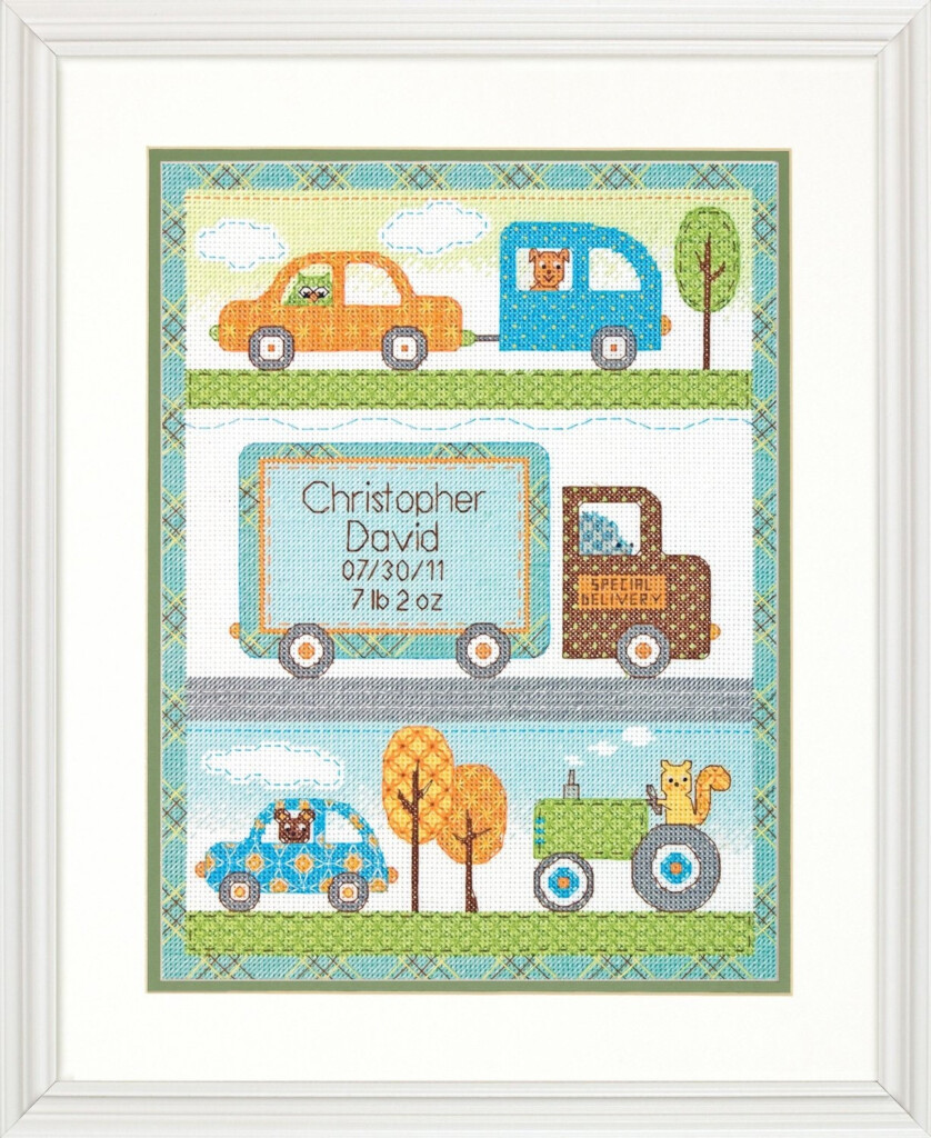 Counted Cross Stitch KIT Baby Boy Birth Record Dimensions - Counted Cross Stitch Birth Record Patterns