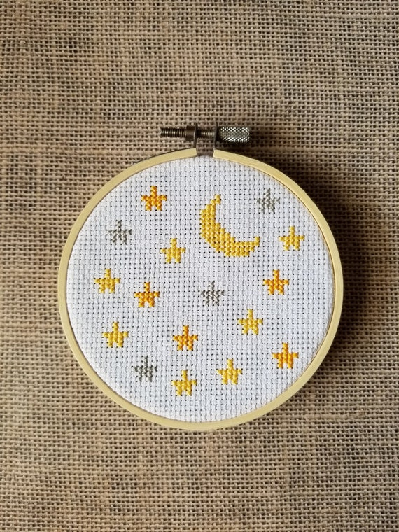 Counted Cross Stitch Moon And Stars Pattern PDF Download Etsy - Small Moon Cross Stitch Pattern