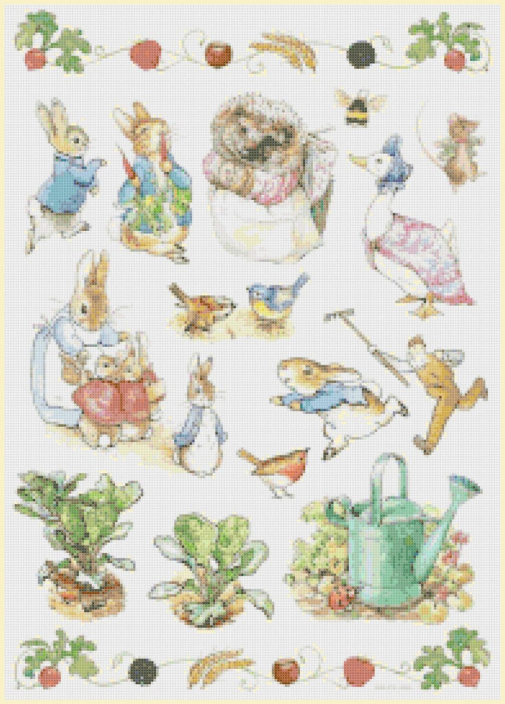 Counted Cross Stitch Pattern Beatrix Potter Characters 375 274 Stitches  - Beatrix Potter Cross Stitch Patterns