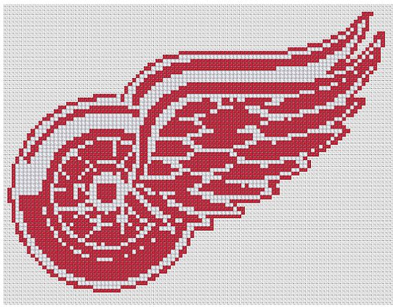 Counted Cross Stitch Pattern Detroit Red Wings NHL Logo Instant  - Detroit Red Wings Cross Stitch Pattern
