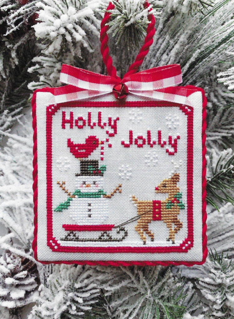 Counted Cross Stitch Pattern Holly Jolly Reindeer Snowflakes  - Counted Cross Stitch Ornament Patterns
