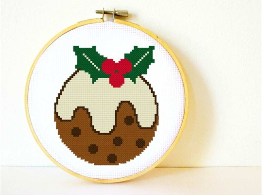 Counted Cross Stitch Pattern PDF Instant Download Christmas Pudding  - Christmas Pudding Cross Stitch Pattern