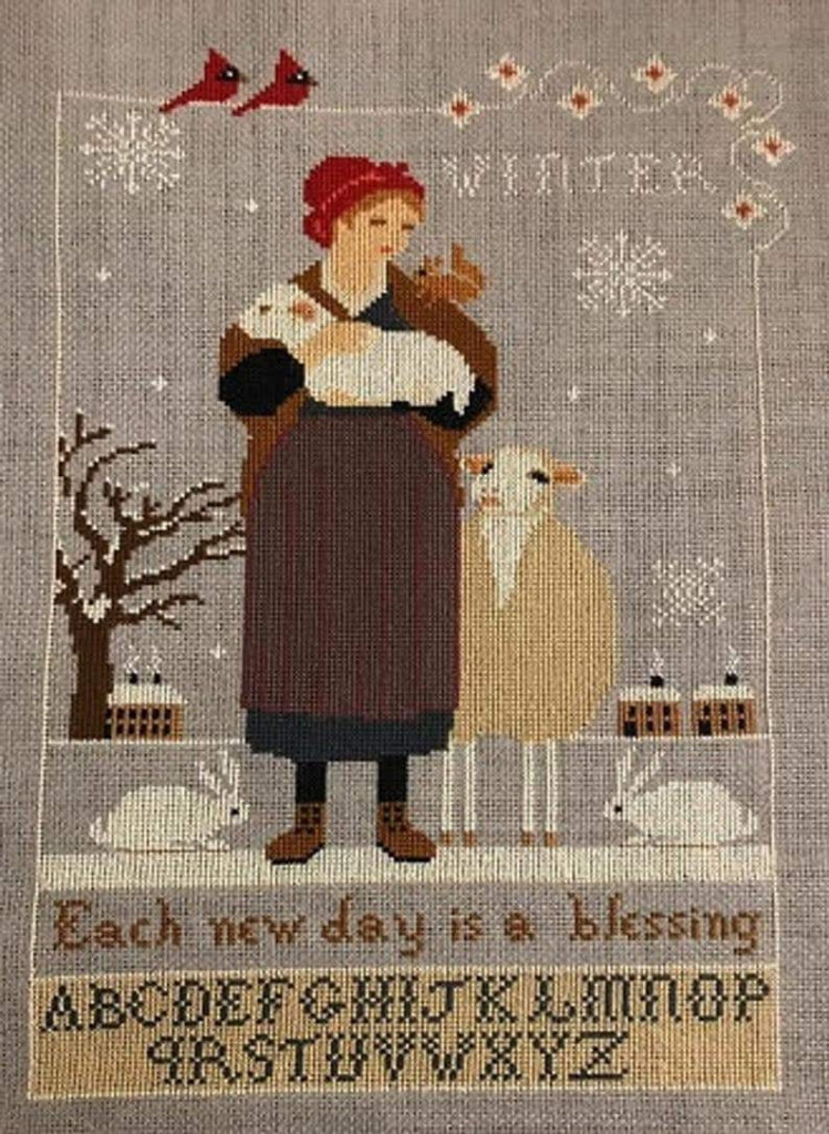 Counted Cross Stitch Pattern Winter Blessing Winter Decor Sheep  - Free Primitive Counted Cross Stitch Patterns