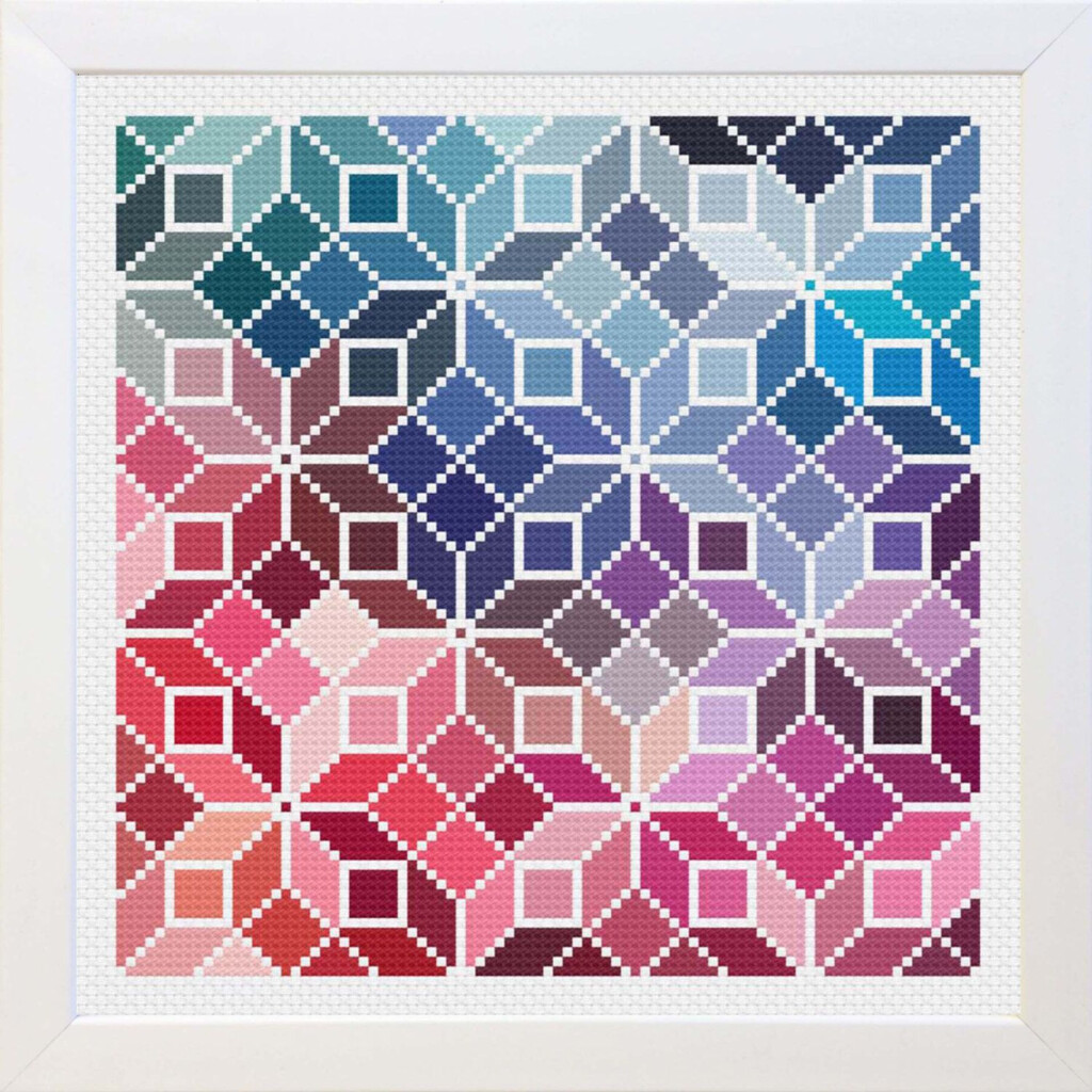 Counted Cross Stitch Rainbow Quilt Pattern Cross Stitch Geometric  - Cross Stitch Patterns Geometric Designs