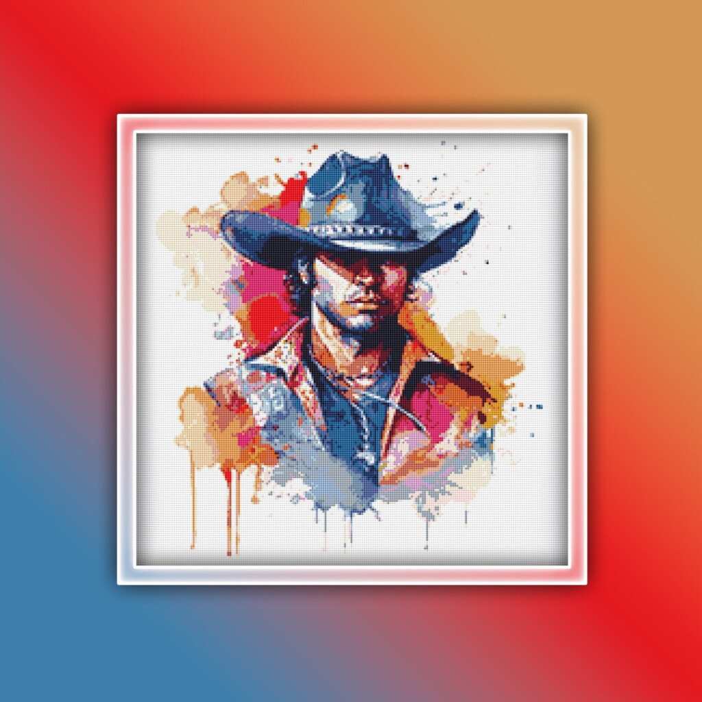 Cowboy Cross Stitch Pattern 2 Instant PDF Download Horse Watercolor  - Cowboy Cross Stitch Patterns Free