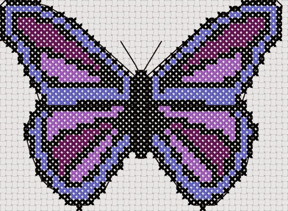 Craft With Ruth Cartwright Free Purple Butterfly Cross Stitch Pattern  - Purple Butterfly Cross Stitch Pattern