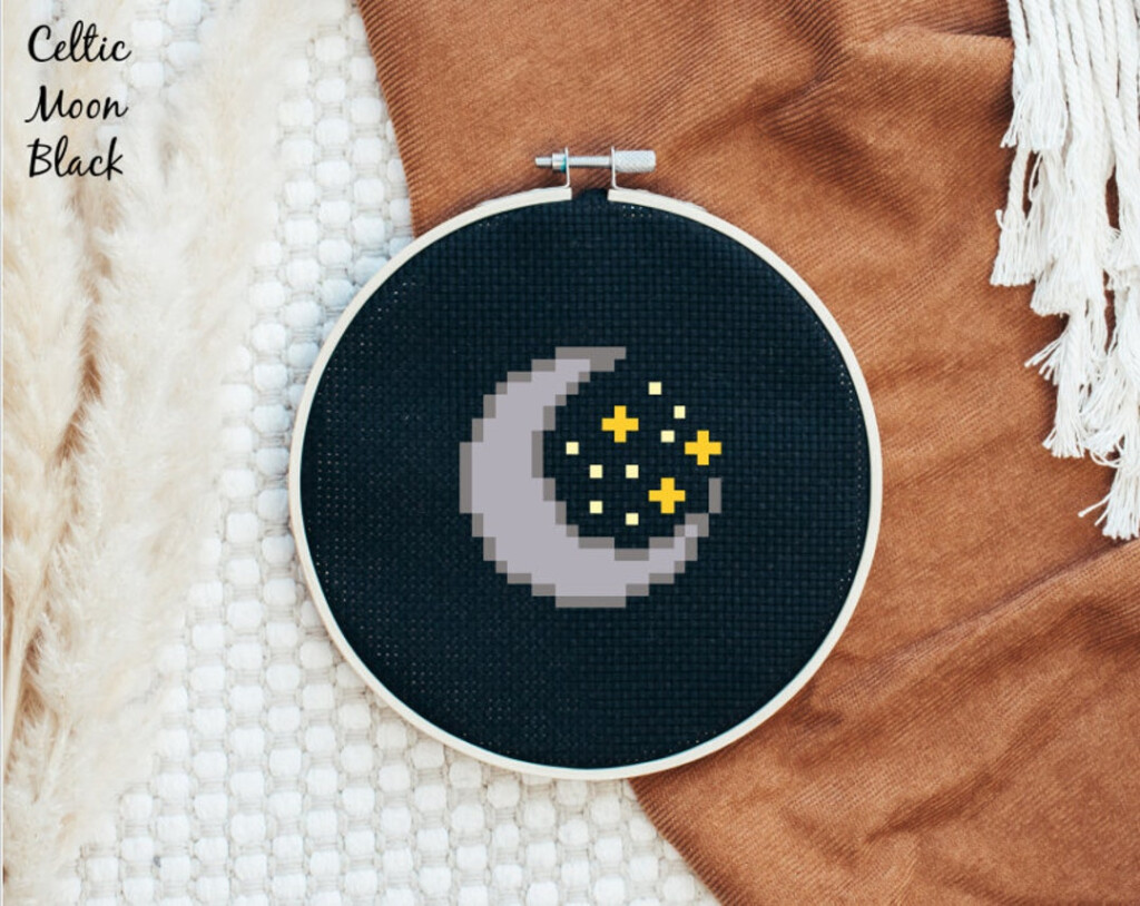 Crescent Moon Cross Stitch Pattern Digital Item Modern Cross Etsy - Small Moon Cross Stitch Pattern
