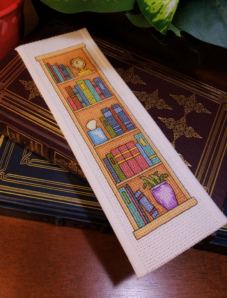 Cross Stitch Bookmark Bookcase DIY Cross Stitch DIY Project Digital  - Cross Stitch Bookmark Pattern Books