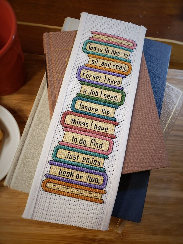 Cross Stitch Bookmark Pattern I d Like To Read Book Stack Of Books  - Cross Stitch Bookmark Pattern Books