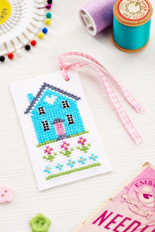 Cross Stitch Cottage Pincushion Free Craft Project Stitching  - Free Cross Stitch Pincushion Patterns