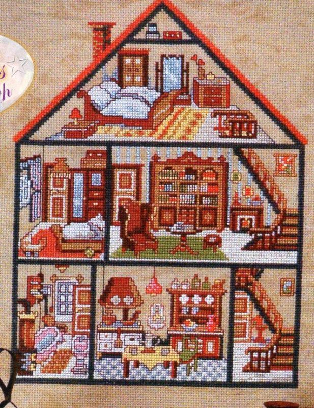 Cross Stitch Dollhouses Cross Stitch House Cross Stitch Cross  - Miniature Cross Stitch Patterns For Doll Houses