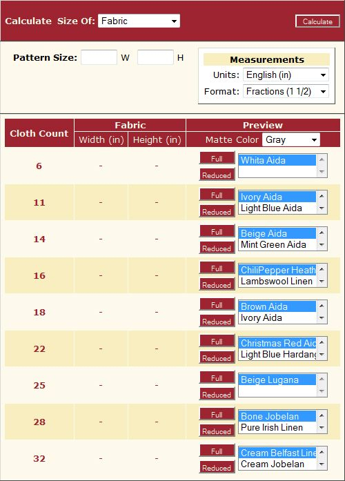 Cross Stitch Fabric Size Calculator Quickly Shows You How Large A  - Cross Stitch Pattern Size Calculator