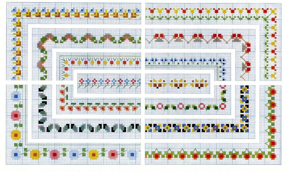 Cross Stitch Flower Border Pattern Charts Vintage Crafts And More - Cross Stitch Flower Border Patterns Free
