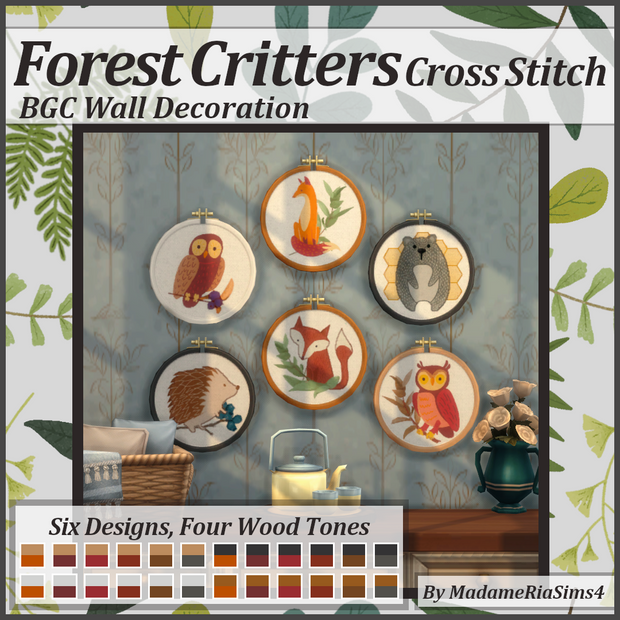 Cross Stitch Forest Critters MadameRia Sims 4 Collections Sims 4  - Sims 4 Cross Stitch Patterns