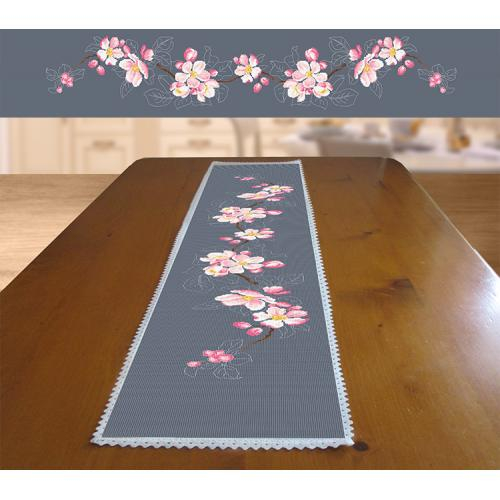 Cross Stitch Kit With A Runner Long Table Runner With Pansies - Cross Stitch Patterns For Table Runners