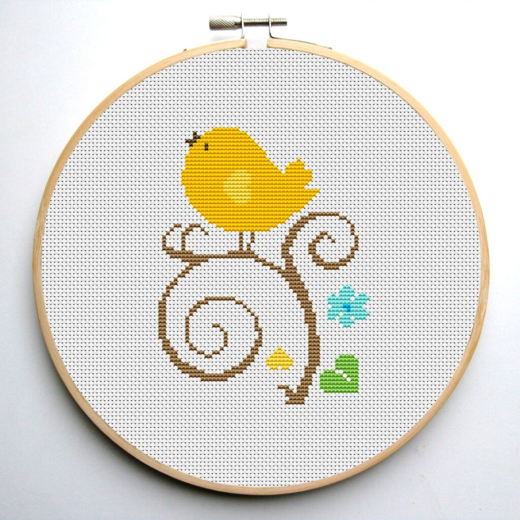 Cross Stitch Pattern Bird PDF Cute Yellow Bird Instant Download Etsy - Easy Bird Cross Stitch Patterns